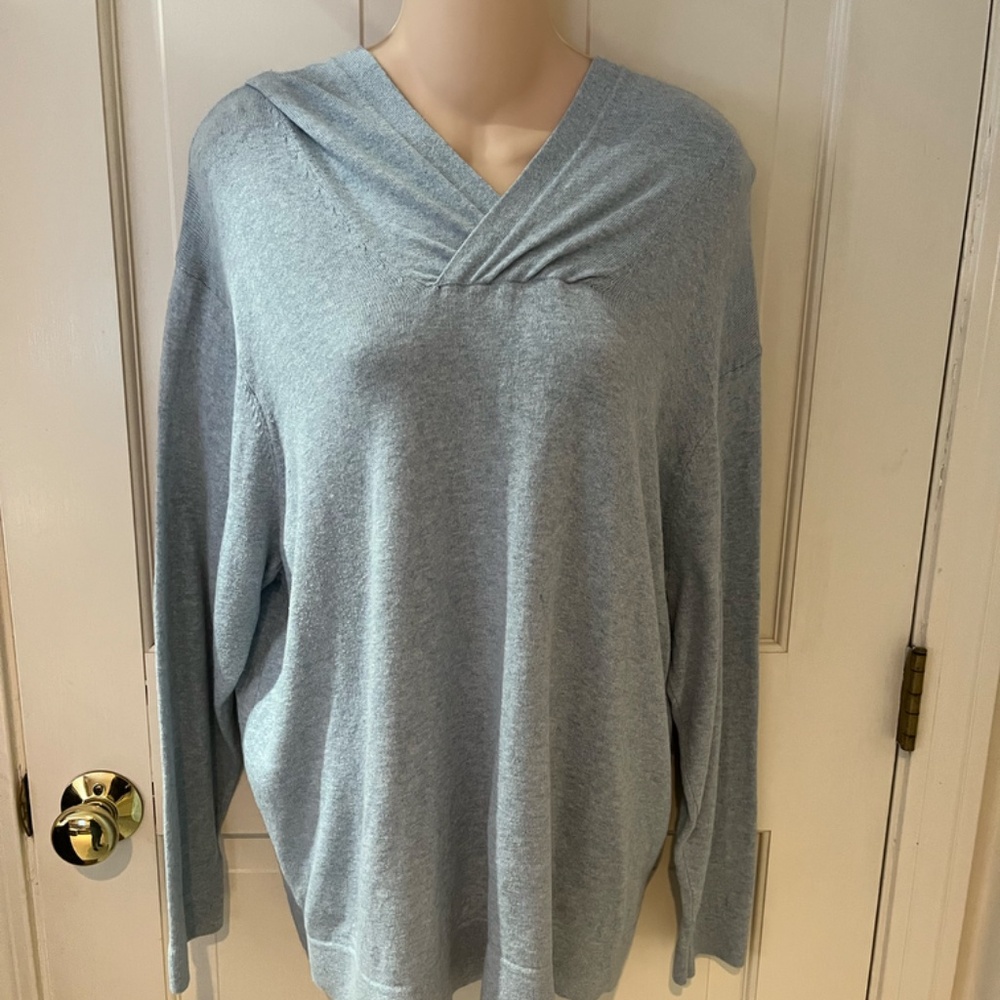 Jill Cotton/Cashmere Light Blue Hoodie Pull Over Sweater XLP